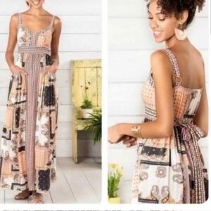 Matilda Jane Patchwork Maxi Dress - Pink, Black, Cream